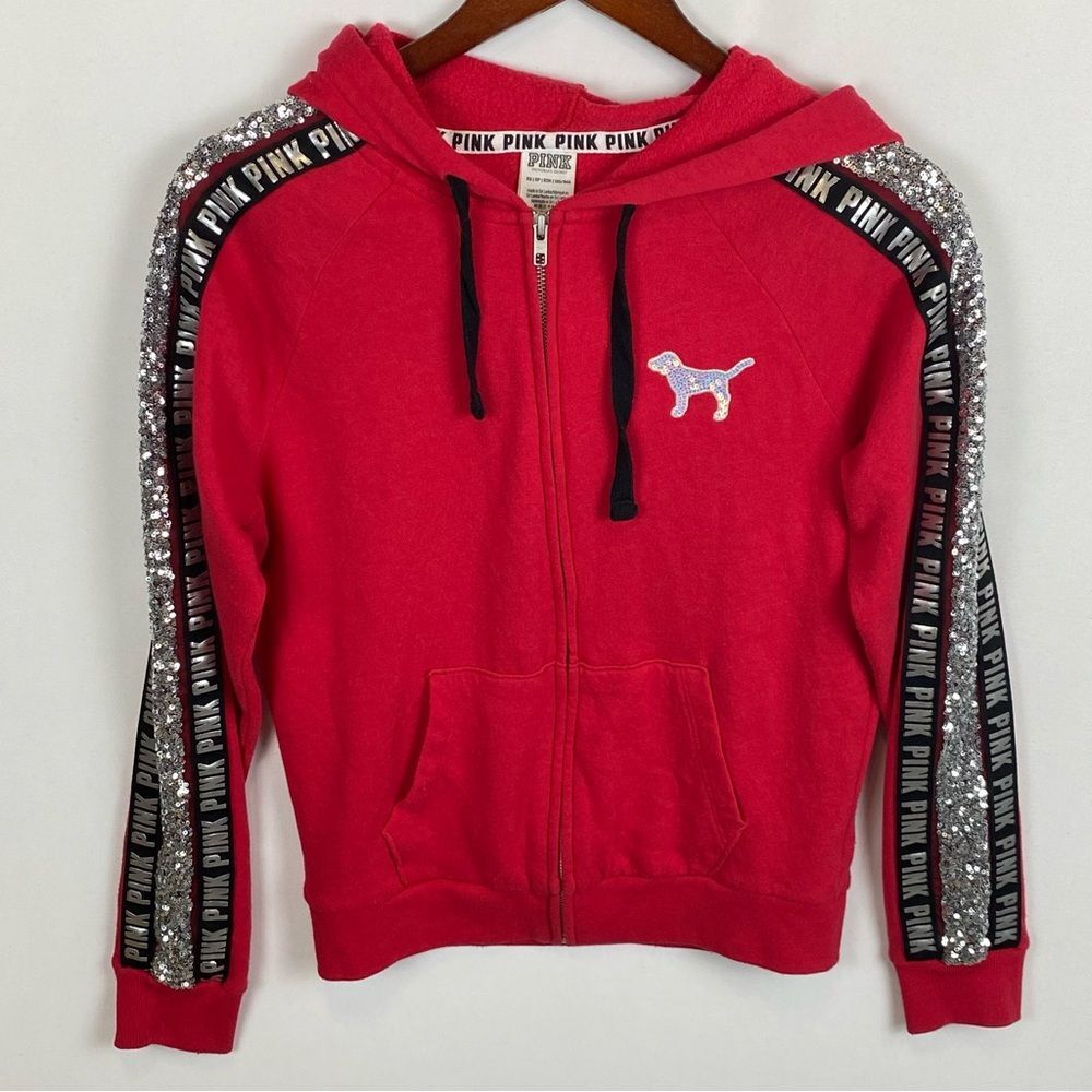 Vintage RARE Victoria's Secret PINK Bling Sequin Zip Sweatshirt